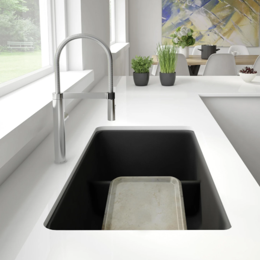 443117 - Precis SILGRANIT 33" 60/40 Reversible Double Bowl Undermount Kitchen Sink with Low Divide -