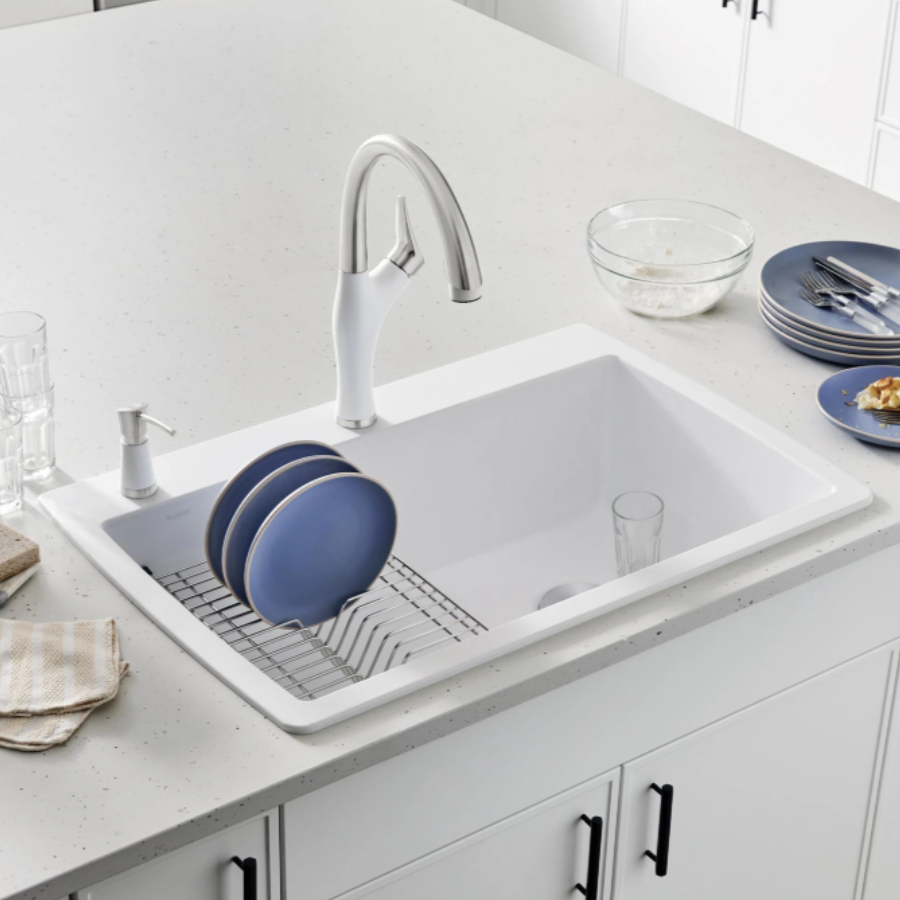 443072 - Diamond SILGRANIT 33.5" Super Single Dual Mount Kitchen Sink - Soft White