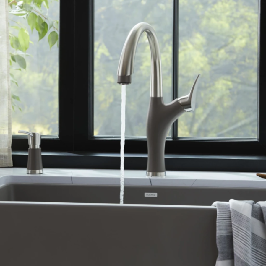 443039 - Artona Pull-Down Dual-Spray Kitchen Faucet - PVD Steel/Volcano Gray