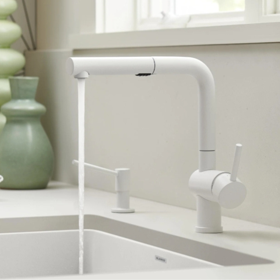 526963 - Linus Low Arc Pull-Out Dual-Spray Kitchen Faucet - Soft White