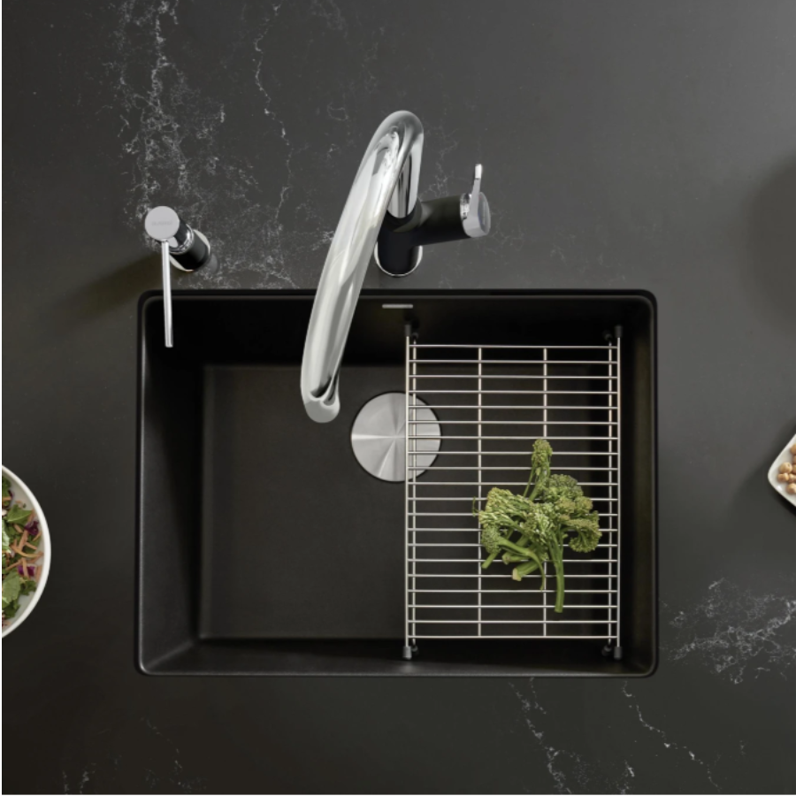 442928 - Precis SILGRANIT 24" Single Bowl Undermount Kitchen Sink - Coal Black