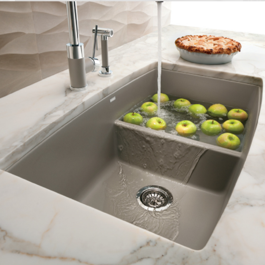 443088 -Performa SILGRANIT 33" 60/40 Double Bowl Undermount Kitchen Sink with Low Divide - Soft White