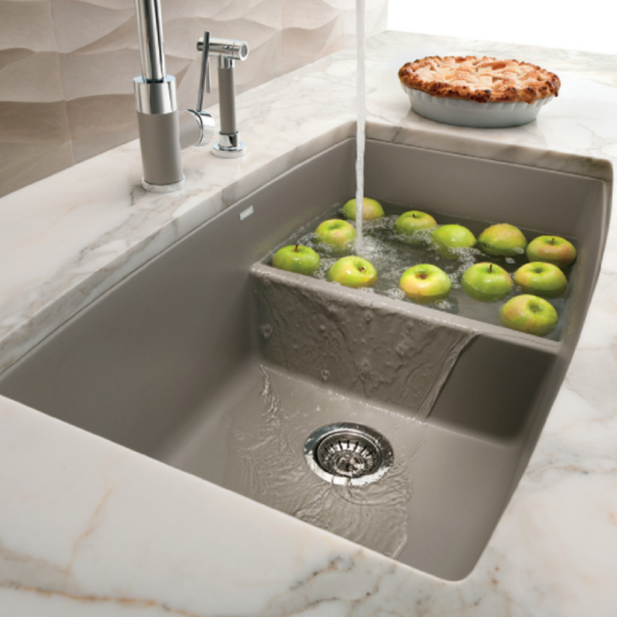 443125 - Performa SILGRANIT 33" 60/40 Double Bowl Undermount Kitchen Sink with Low Divide - Volcano Gray