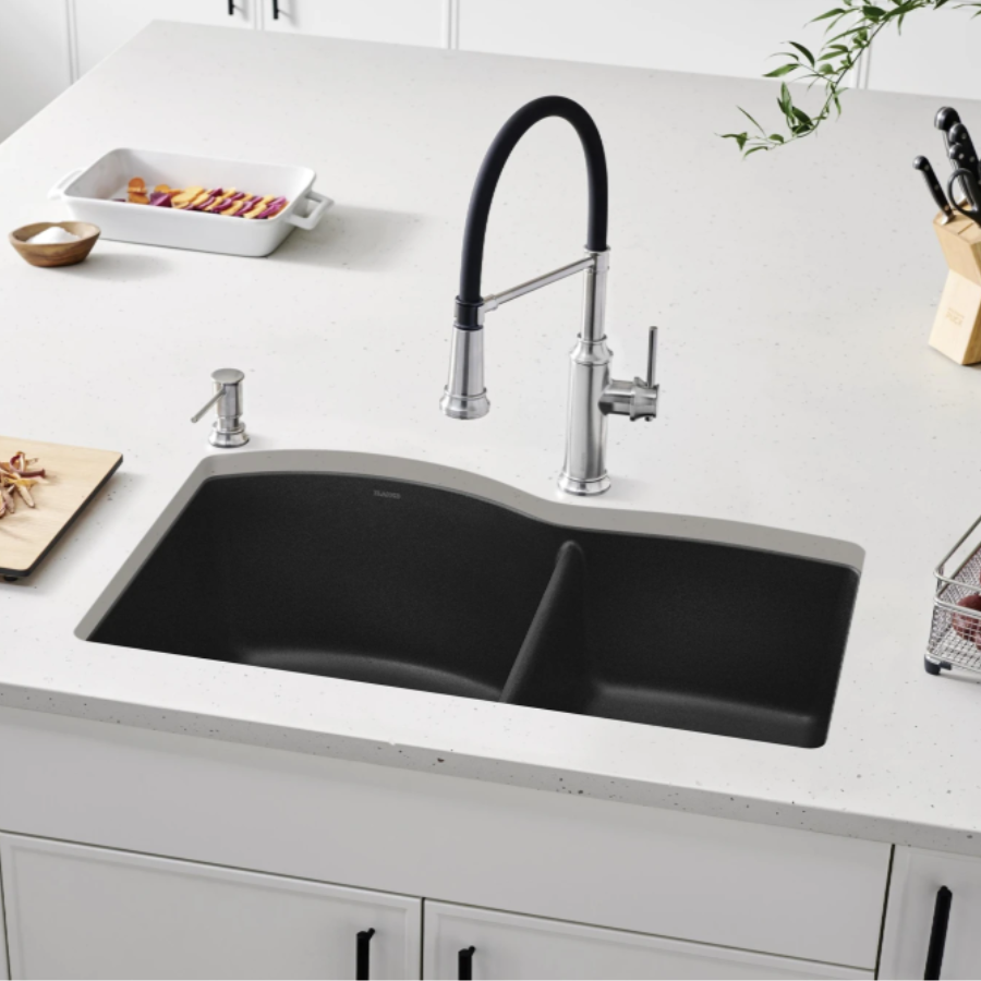 443101 - Diamond SILGRANIT 32" 60/40 Double Bowl Undermount Kitchen Sink - Volcano Gray