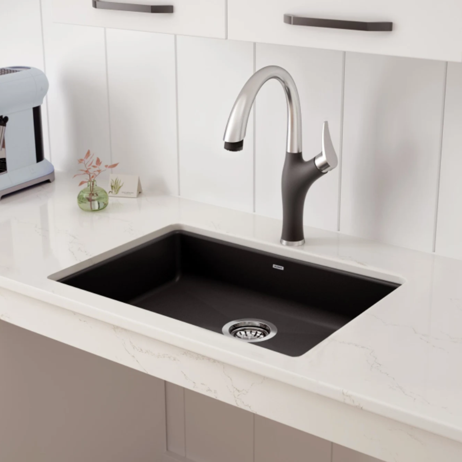 442929 - Precis SILGRANIT 25" ADA Single Bowl Undermount Kitchen Sink - Coal Black
