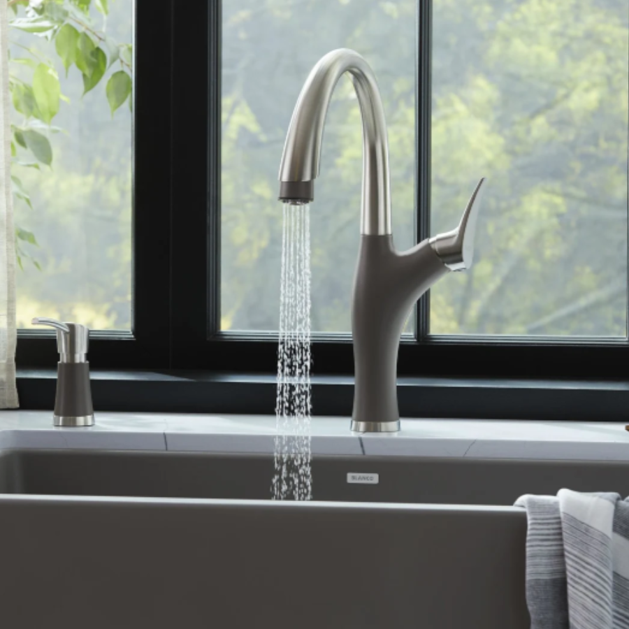 443039 - Artona Pull-Down Dual-Spray Kitchen Faucet - PVD Steel/Volcano Gray