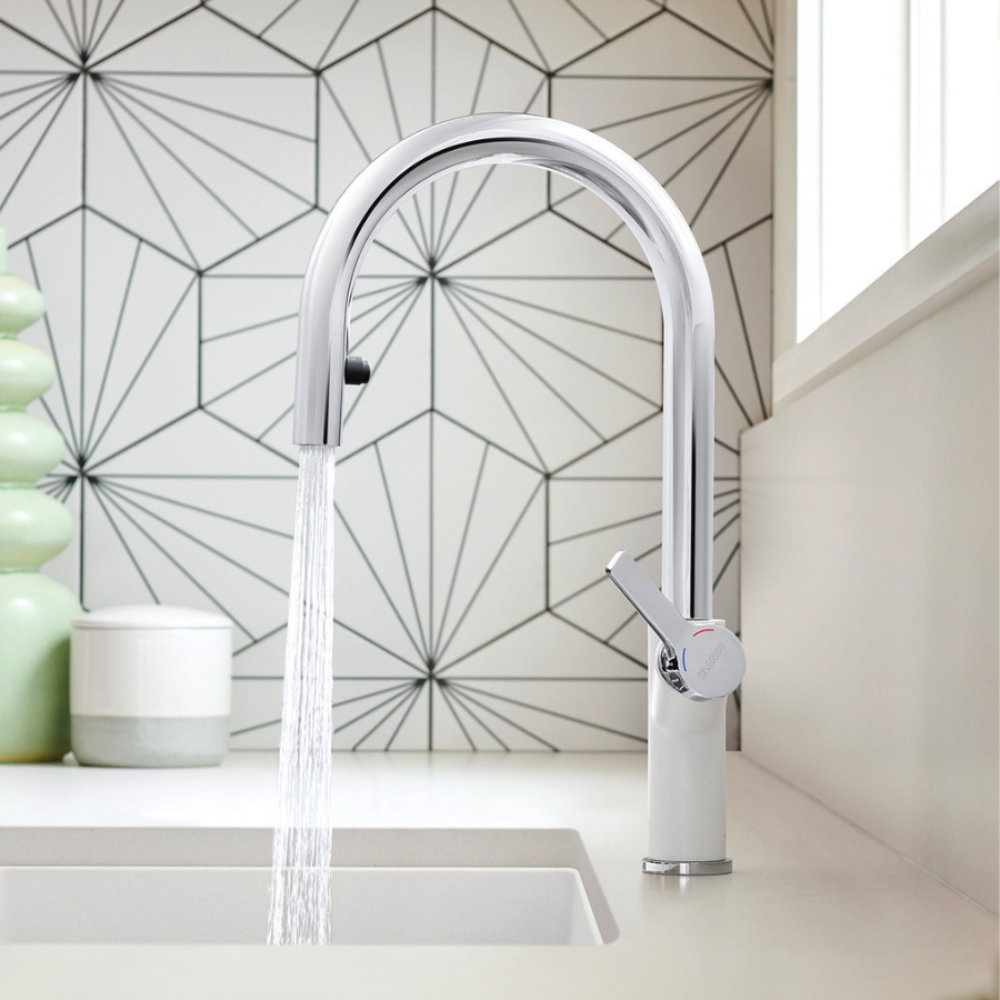 526394 -  Urbena Pull-Down Dual-Spray Kitchen Faucet - Chrome/Café