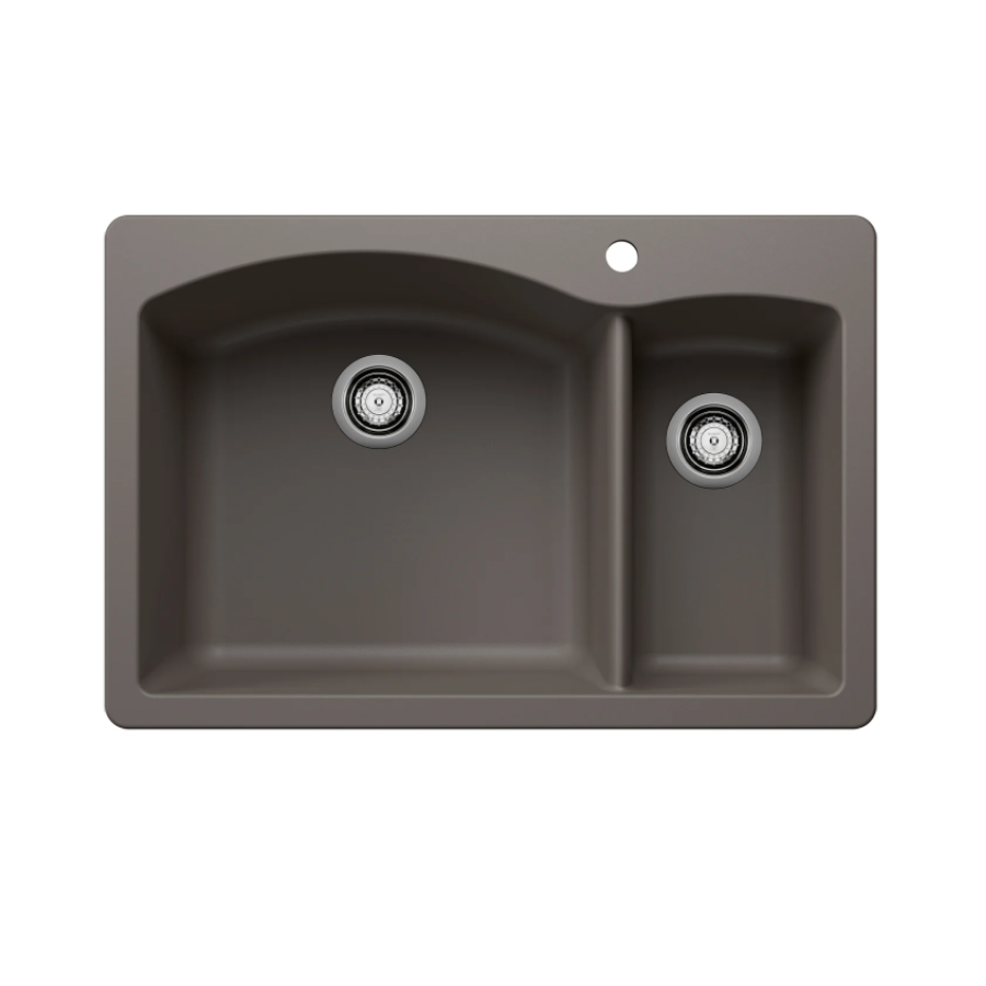 443099 - Diamond SILGRANIT 33" 70/30 Double Bowl Dual Mount Kitchen Sink - Volcano Gray