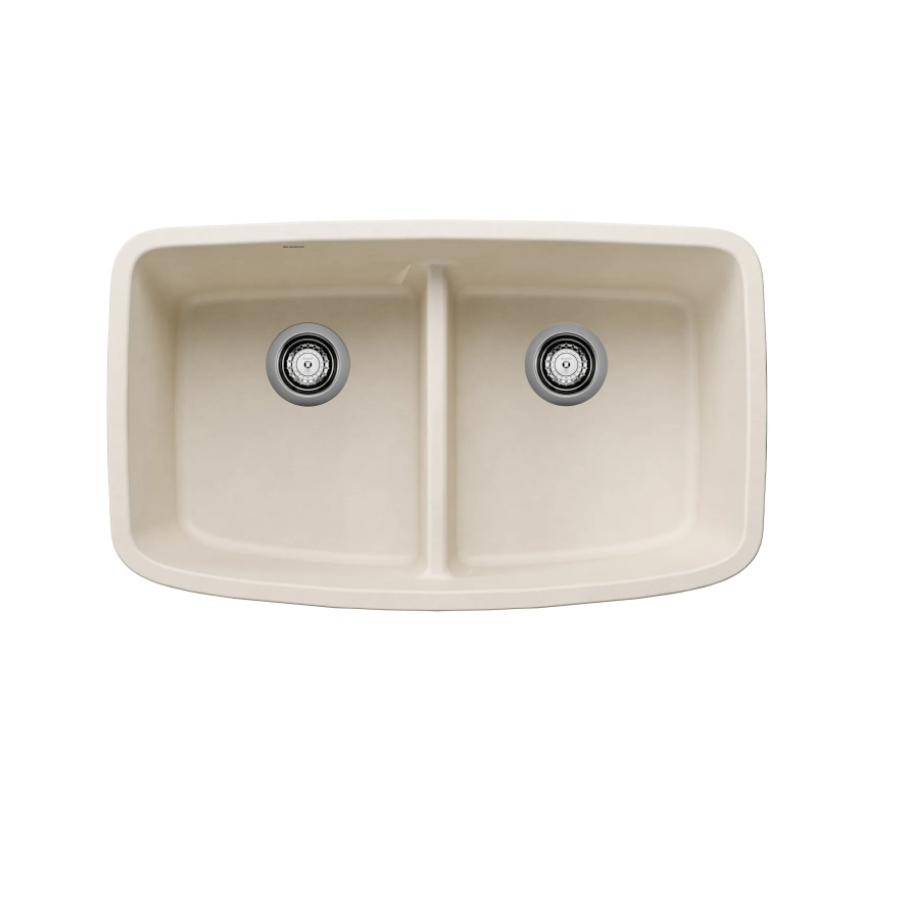 443089 - Valea SILGRANIT 32" 50/50 Double Bowl Undermount Kitchen Sink with Low Divide - Soft White