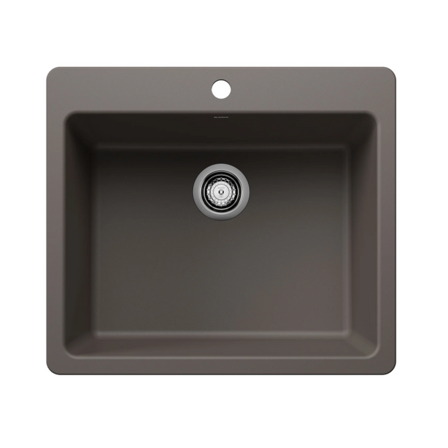 443224 - Liven SILGRANIT 25" Single Bowl Dual Mount Kitchen Sink - Volcano Gray