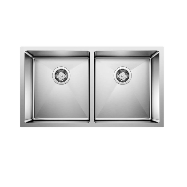 443149 - Quatrus R15 32" 50/50 Double Bowl Undermount Stainless Steel Kitchen Sink
