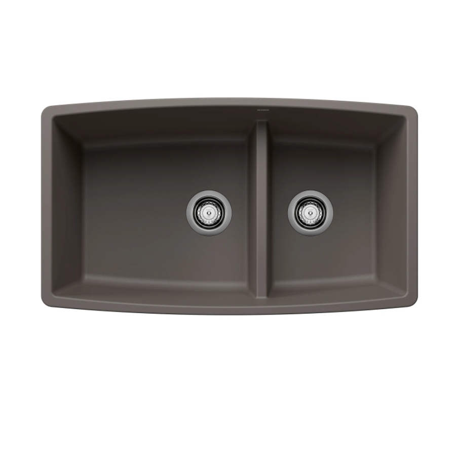 443125 - Performa SILGRANIT 33" 60/40 Double Bowl Undermount Kitchen Sink with Low Divide - Volcano Gray