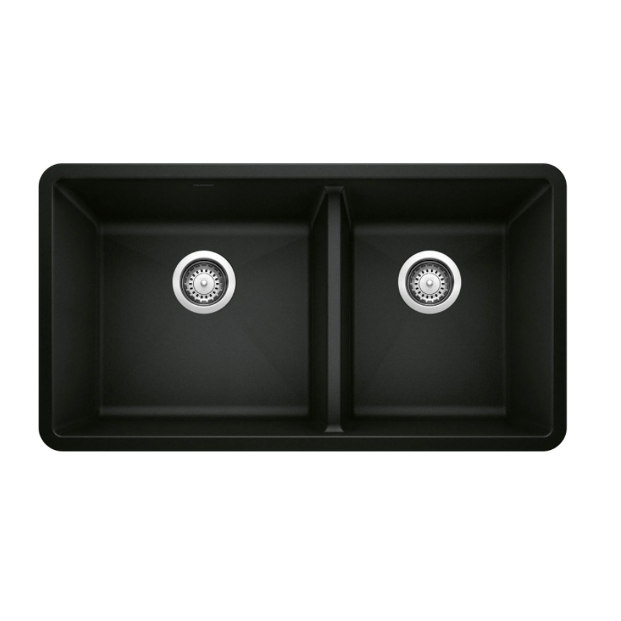 442926 - Precis SILGRANIT 33" 60/40 Double Bowl Undermount Kitchen Sink - Coal Black