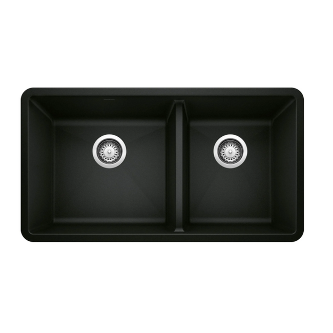 442926 - Precis SILGRANIT 33" 60/40 Double Bowl Undermount Kitchen Sink - Coal Black