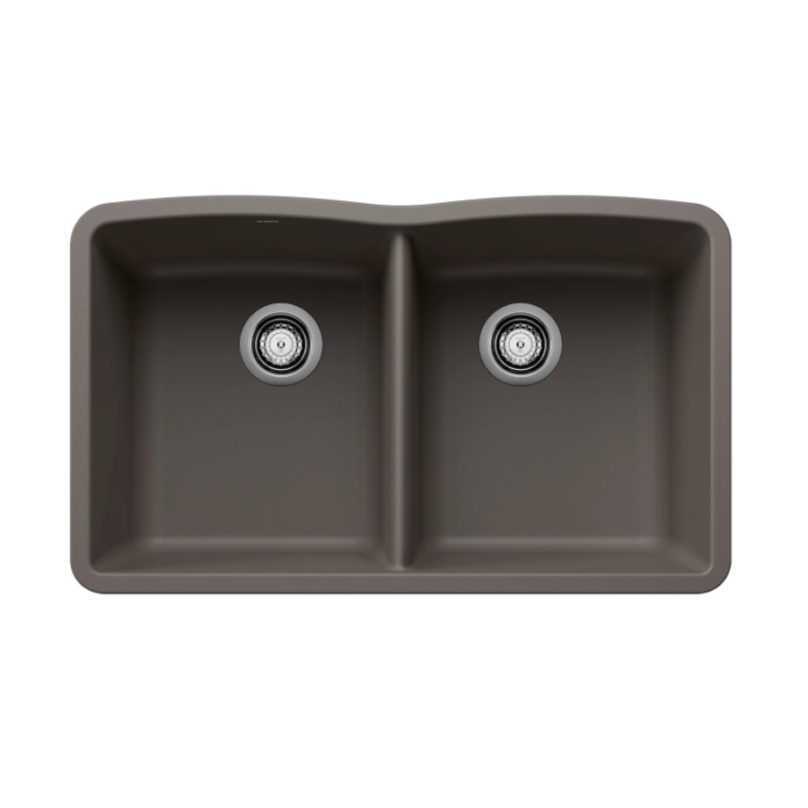 443105 - Diamond SILGRANIT 32" 50/50 Double Bowl Undermount Kitchen Sink - Volcano Gray