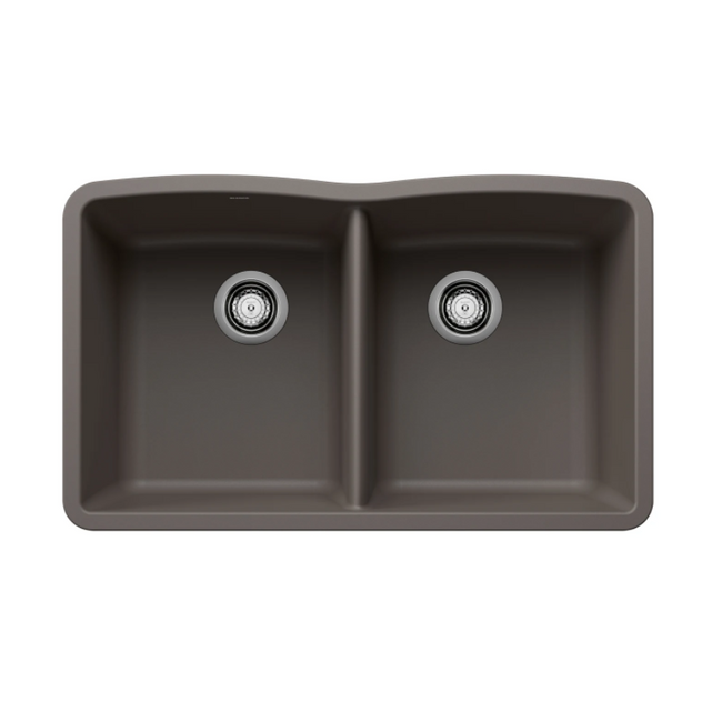 443105 - Diamond SILGRANIT 32" 50/50 Double Bowl Undermount Kitchen Sink - Volcano Gray