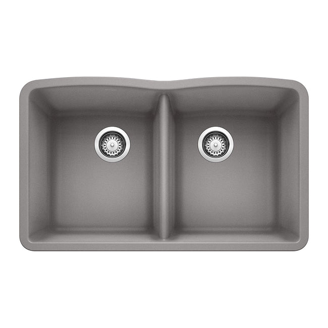 440183 - 32" Diamond Equal Double Bowl Undermount Kitchen Sink - Metallic Gray