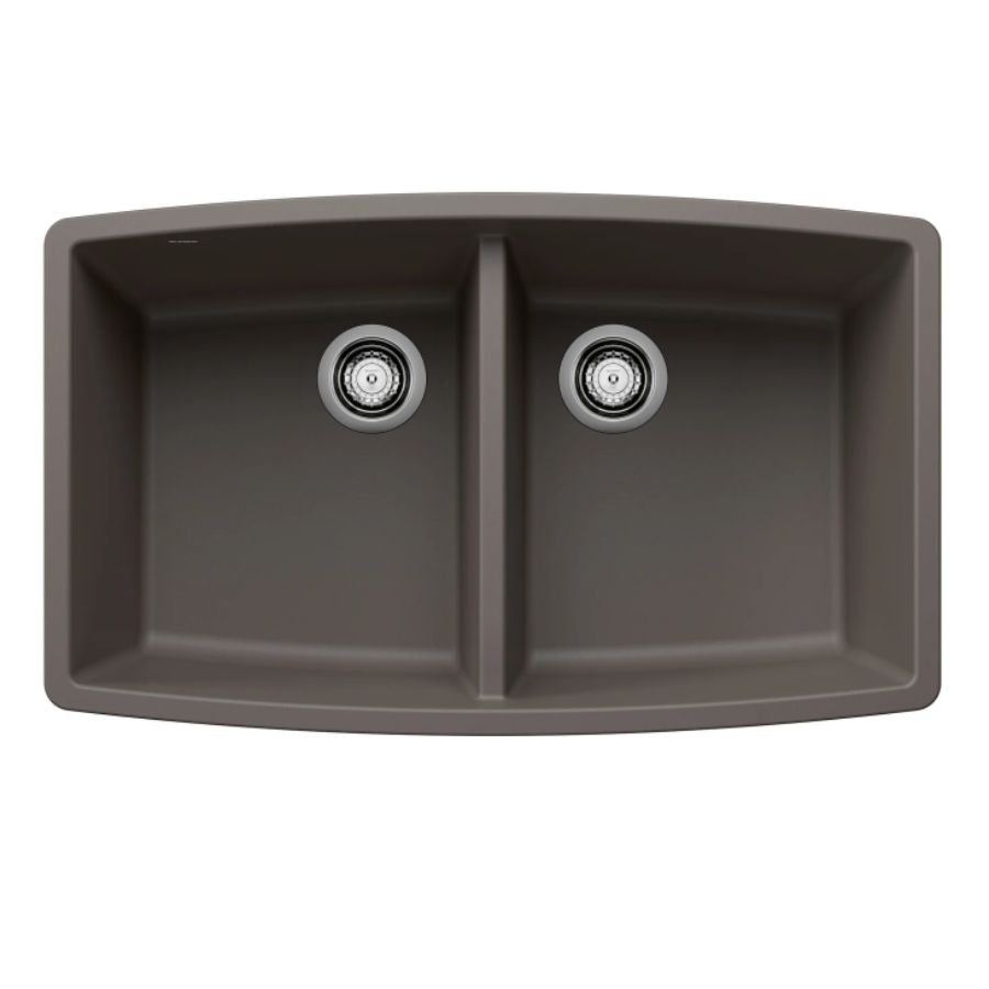 443123 - Performa SILGRANIT 33" 50/50 Double Bowl Undermount Kitchen Sink - Volcano Gray