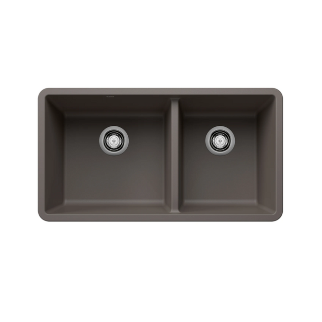 443118 - Precis SILGRANIT 33" 60/40 Double Bowl Undermount Kitchen Sink - Volcano Gray