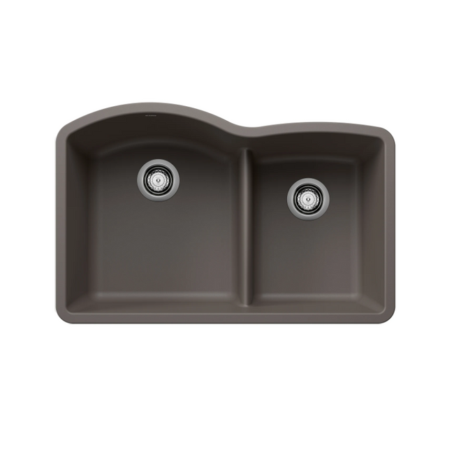 443102 - Diamond SILGRANIT 32" 60/40 Double Bowl Undermount Kitchen Sink with Low Divide - Volcano Gray