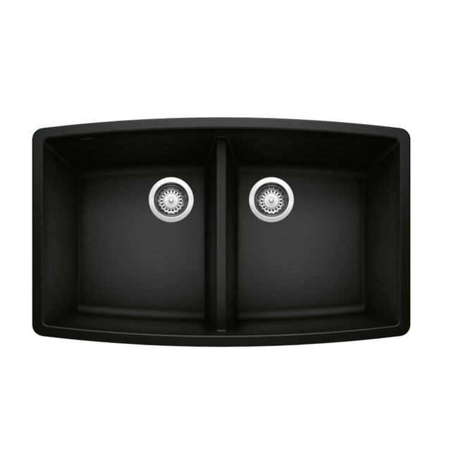 442937 - Performa SILGRANIT 33" 50/50 Double Bowl Undermount Kitchen Sink - Coal Black