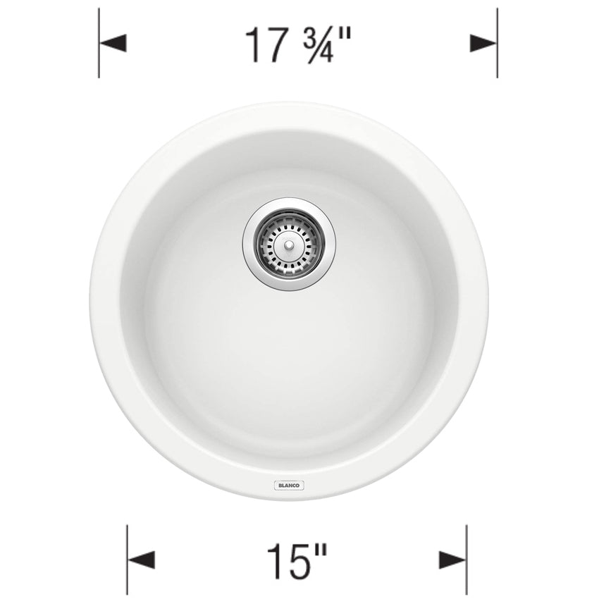 513381 - 18" Rondo Dual Mount Siligranit Round Bar Sink - White