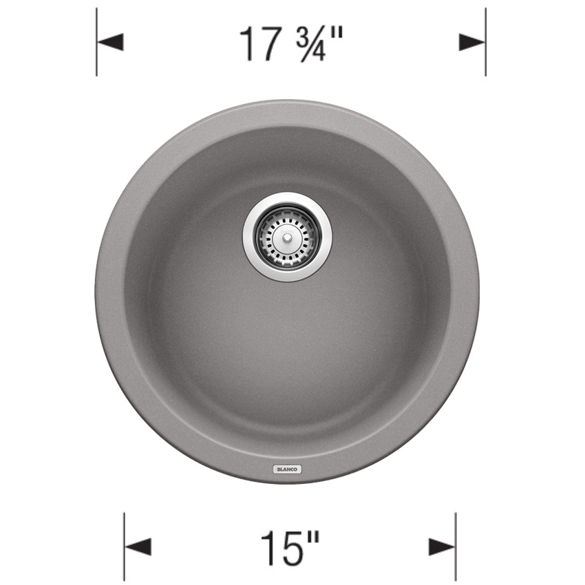 527416 - 18" Rondo Dual Mount Siligranit Round Bar Sink - Volcano Gray