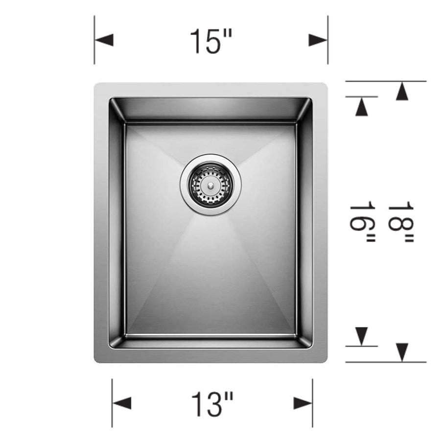 516225 - 15" x 18" Precision Undermount Sink - Satin Polished Steel