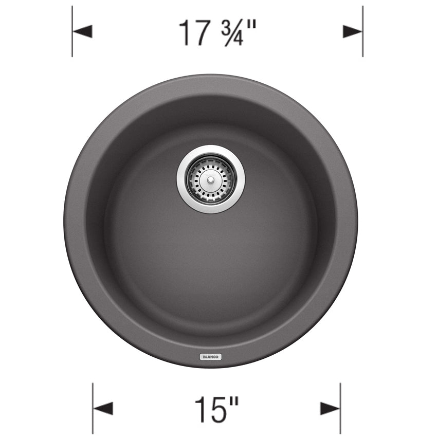Blanco 518911 - 18" Rondo Dual Mount Siligranit Round Bar Sink in Cinder