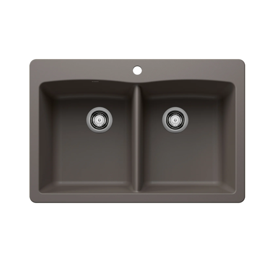 443104 - Diamond SILGRANIT 33" 50/50 Double Bowl Dual Mount Kitchen Sink - Volcano Gray