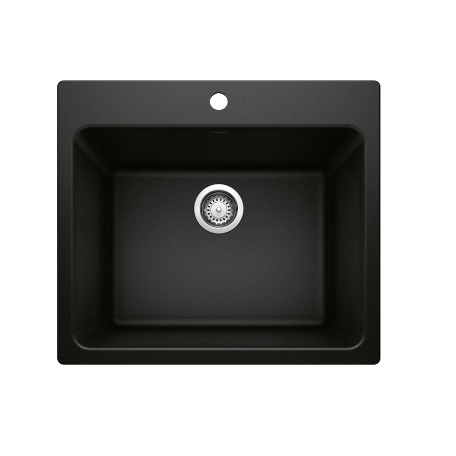 442924 - Liven SILGRANIT 25" Single Bowl Dual Mount Laundry Sink - Coal Black
