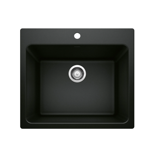 442924 - Liven SILGRANIT 25" Single Bowl Dual Mount Laundry Sink - Coal Black