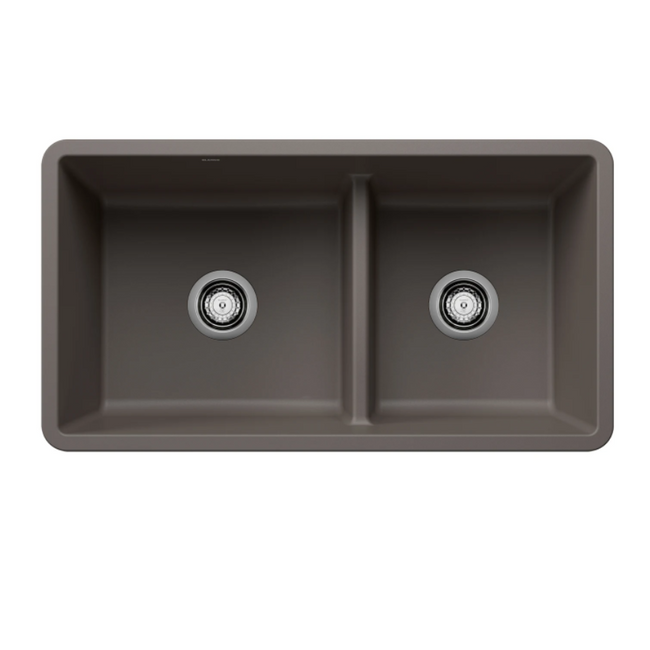 443117 - Precis SILGRANIT 33" 60/40 Reversible Double Bowl Undermount Kitchen Sink with Low Divide -