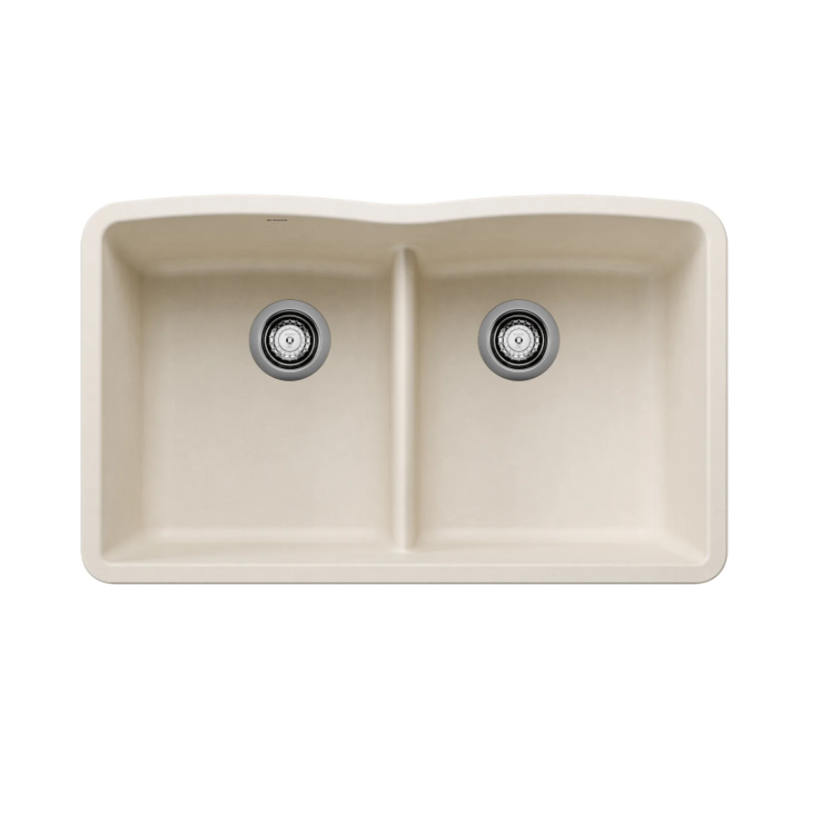 443069 -Diamond SILGRANIT 32" 50/50 Double Bowl Undermount Kitchen Sink with Low Divide - Soft White