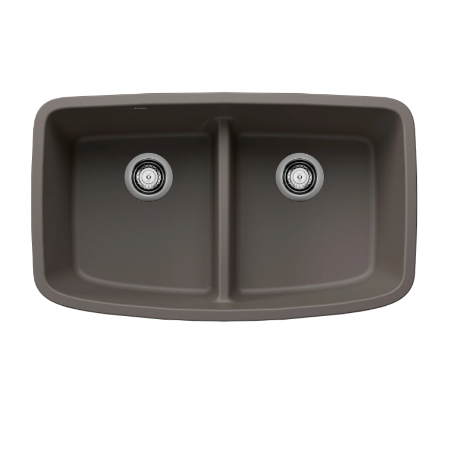 443126 - Valea SILGRANIT 32" 50/50 Double Bowl Undermount Kitchen Sink with Low Divide - Volcano Gray
