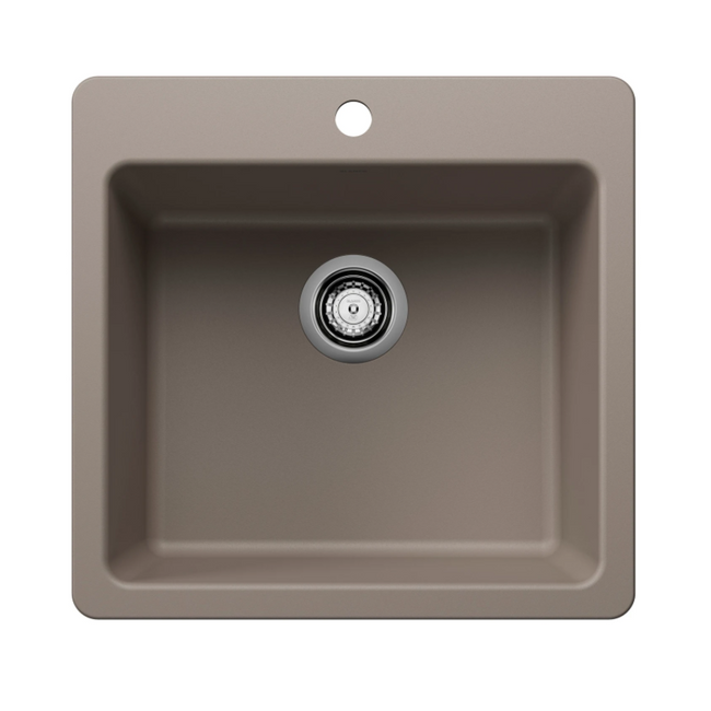 443230 - Liven SILGRANIT 21" Single Bowl Dual Mount Kitchen Sink - Truffle