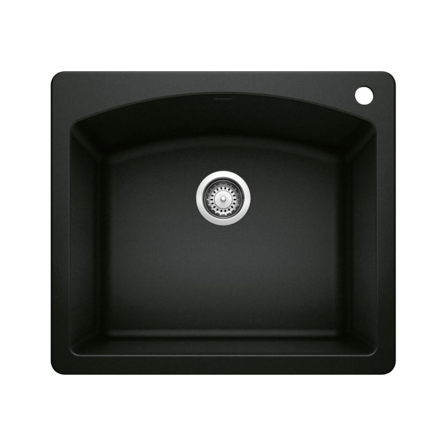442905 - Diamond SILGRANIT 25" Single Bowl Dual Mount Kitchen Sink - Coal Black