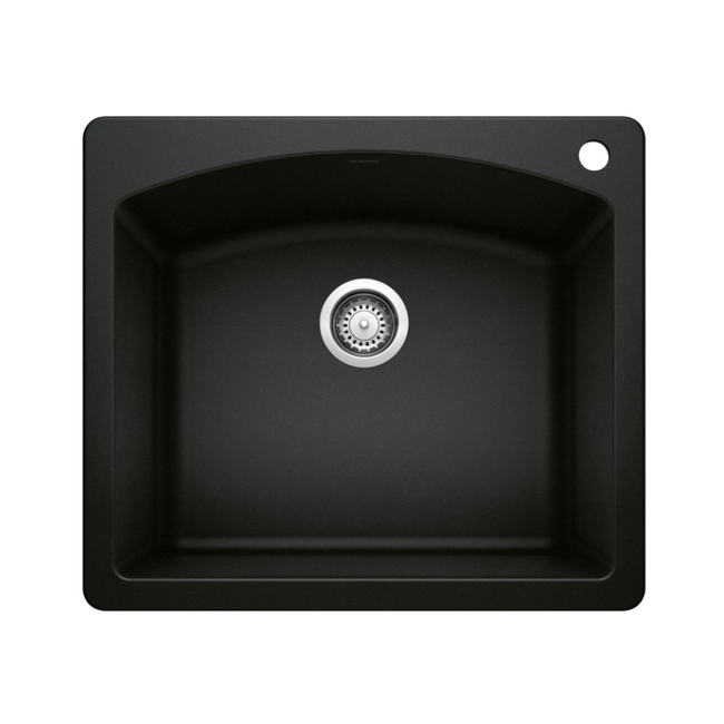 442905 - Diamond SILGRANIT 25" Single Bowl Dual Mount Kitchen Sink - Coal Black