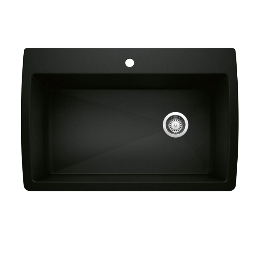 442917 -Diamond SILGRANIT 33.5" Super Single Dual Mount Kitchen Sink - Coal Black