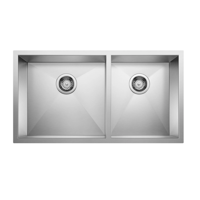 443054 - Quatrus R0 33" 60/40 Double Bowl Undermount Stainless Kitchen Sink