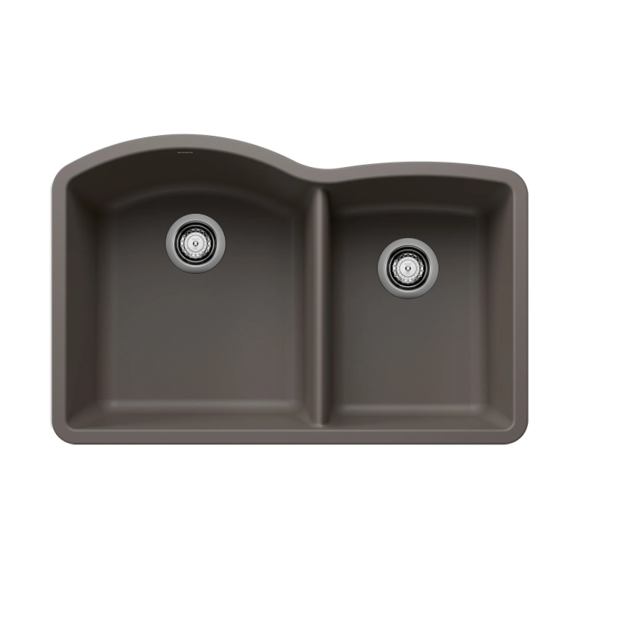 443101 - Diamond SILGRANIT 32" 60/40 Double Bowl Undermount Kitchen Sink - Volcano Gray