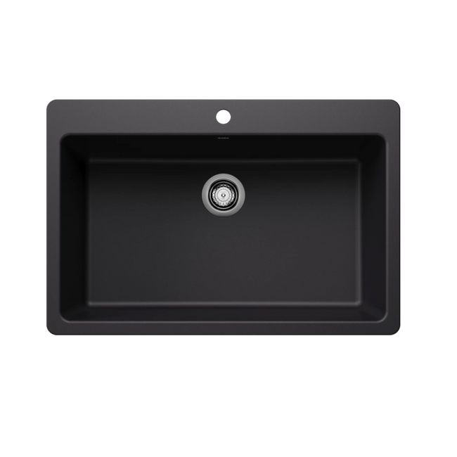 443194 -Liven SILGRANIT 33" Super Single Dual Mount Kitchen Sink - Coal Black