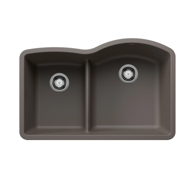 443103 - Diamond SILGRANIT 32" 40/60 Reverse Double Bowl Undermount Kitchen Sink with Low Divide - Volcano Gray