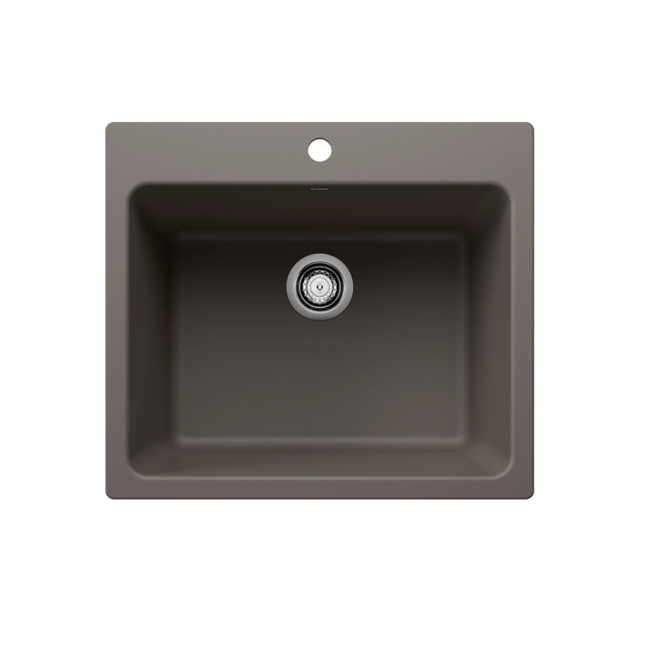 443116 - Liven SILGRANIT 25" Single Bowl Dual Mount Laundry Sink - Volcano Gray
