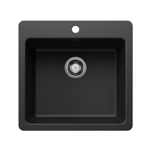 443226 - Liven SILGRANIT 21" Single Bowl Dual Mount Kitchen Sink - Coal Black