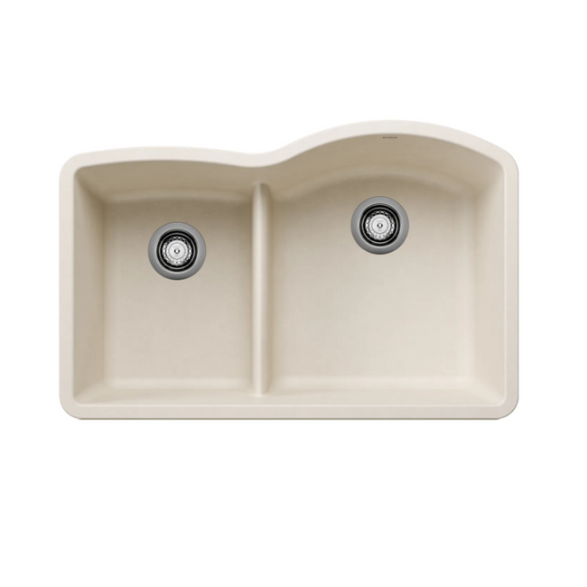 443066 - Diamond SILGRANIT 32" 40/60 Reverse Double Bowl Undermount Kitchen Sink with Low Divide - Soft White
