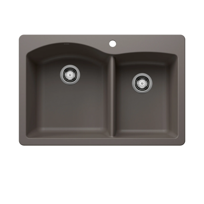 443100 - Diamond SILGRANIT 33" 60/40 Double Bowl Dual Mount Kitchen Sink - Volcano Gray