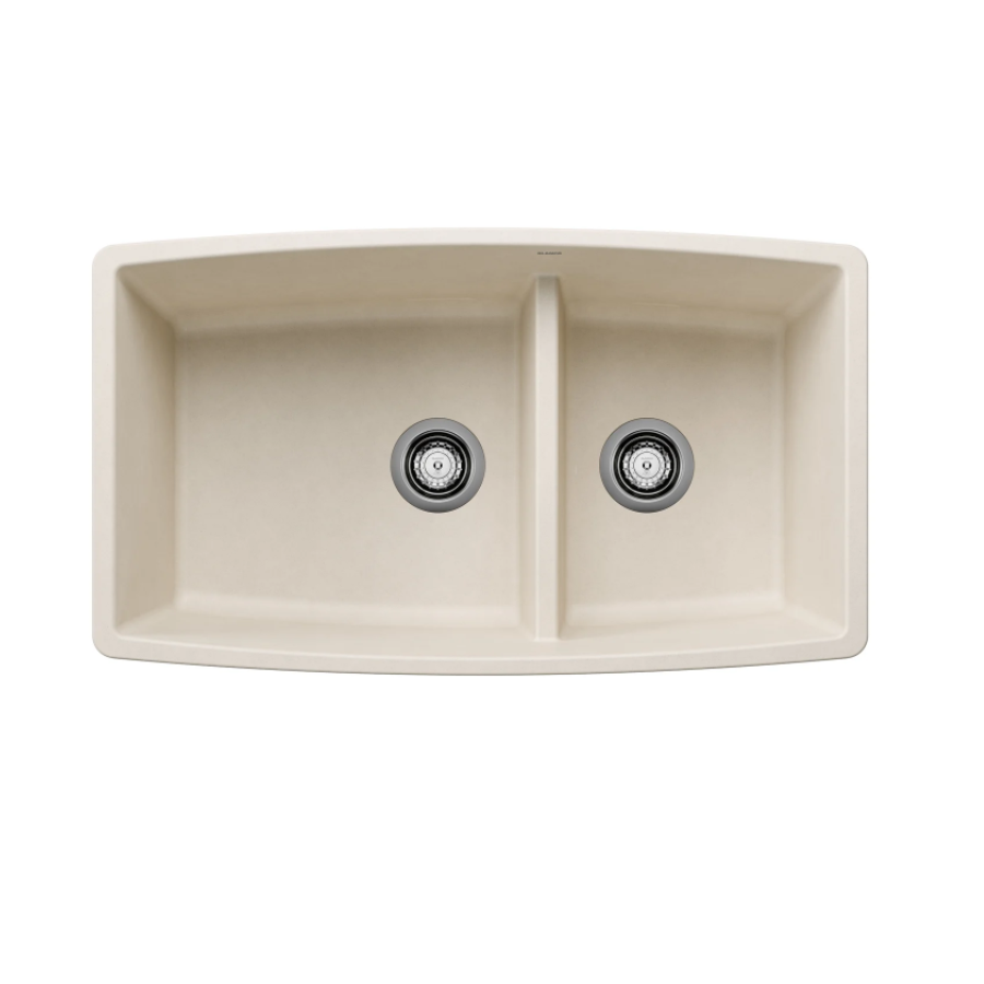 443088 -Performa SILGRANIT 33" 60/40 Double Bowl Undermount Kitchen Sink with Low Divide - Soft White