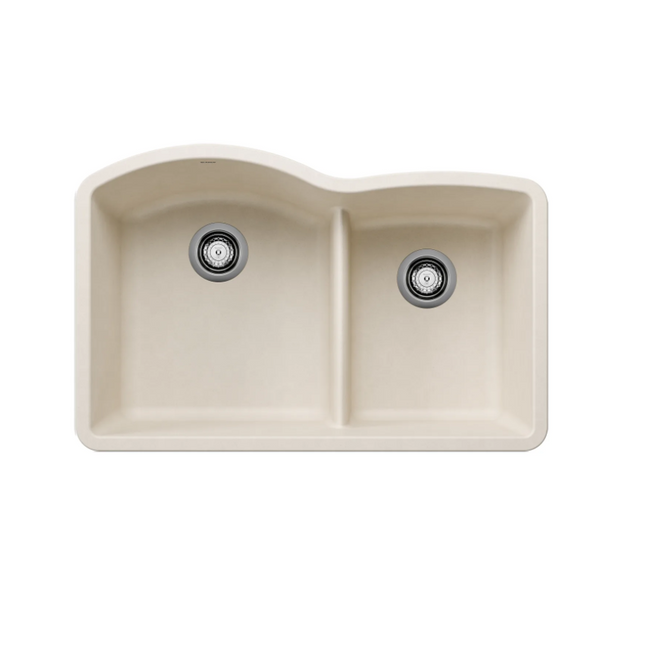 443065 - Diamond SILGRANIT 32" 60/40 Double Bowl Undermount Kitchen Sink with Low Divide - Soft White