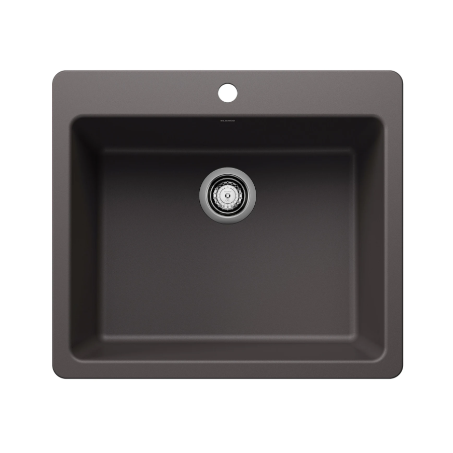 443220 -Liven SILGRANIT 25" Single Bowl Dual Mount Kitchen Sink - Cinder